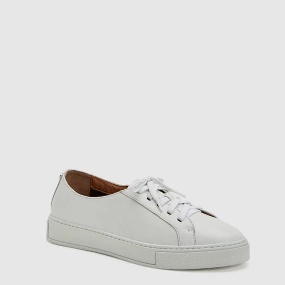 Aquatalia Ollie Nappa Leather Lace-Up Sneaker in White Size 6